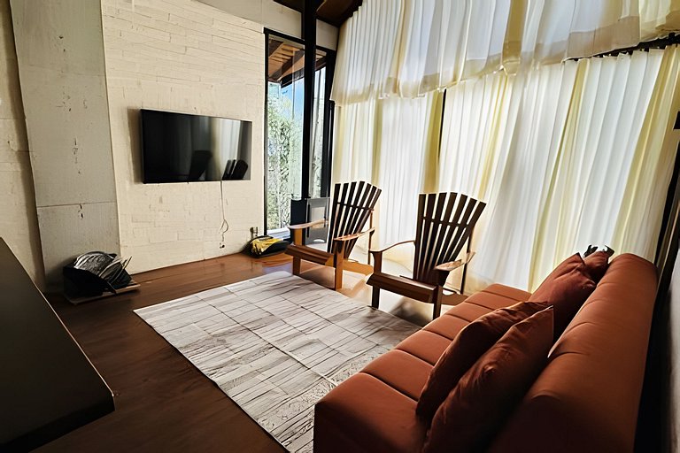 Chalé Neve da Montanha com pôr do sol