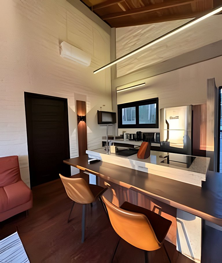 Chalé Neve da Montanha com pôr do sol