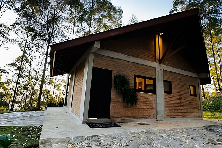 Chalé Neve da Montanha com pôr do sol