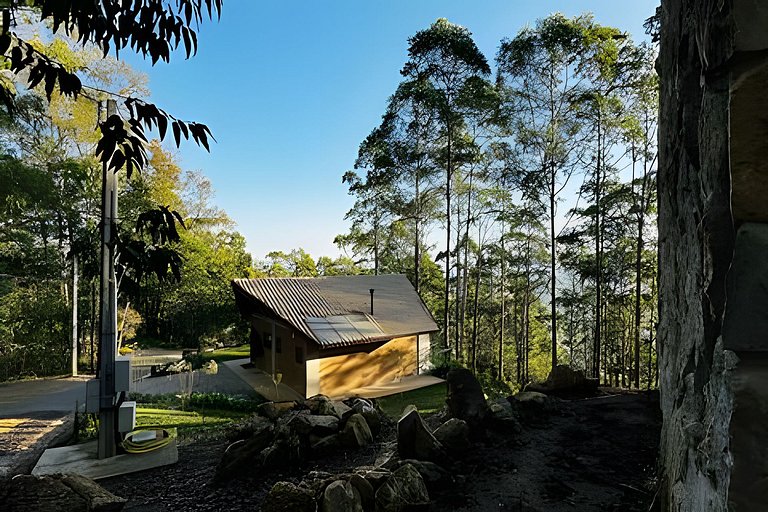 Chalé Neve da Montanha com pôr do sol