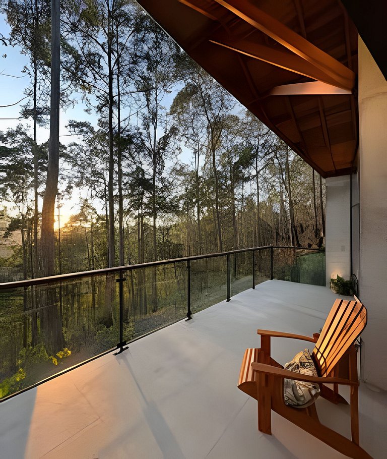 Chalé Neve da Montanha com pôr do sol